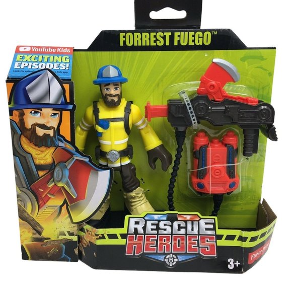 Rescue Heroes Forrest Fuego 6" Action Figure Accessories Fisher Price Youtube - Picture 1 of 12